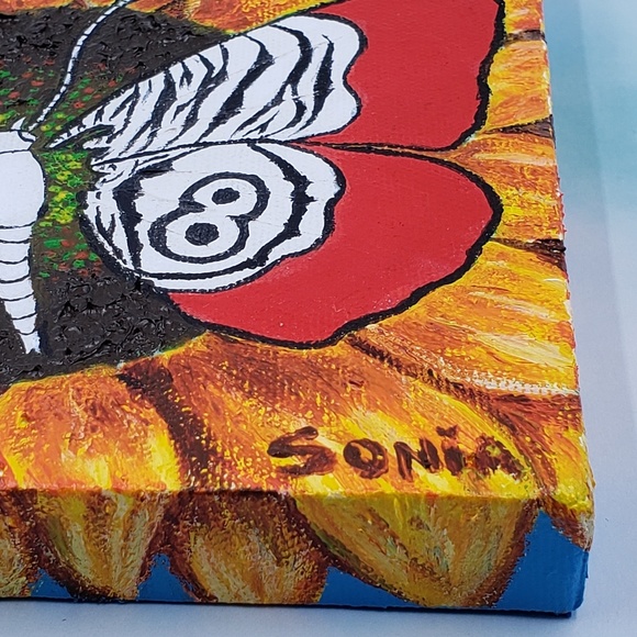 Canvas Painting ... Zebra Butterfly On Sunflower - Picture 6 of 8